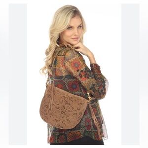 Johnny Was Flore Italian Suede Saddle Bag Boho